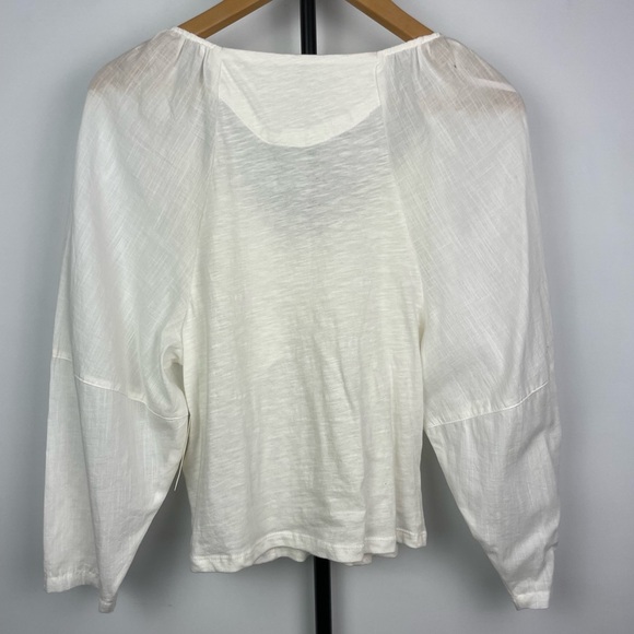 Anthropologie Ivory White Long Puff Sleeve Multimedia Romantic Blouse - Picture 7 of 9